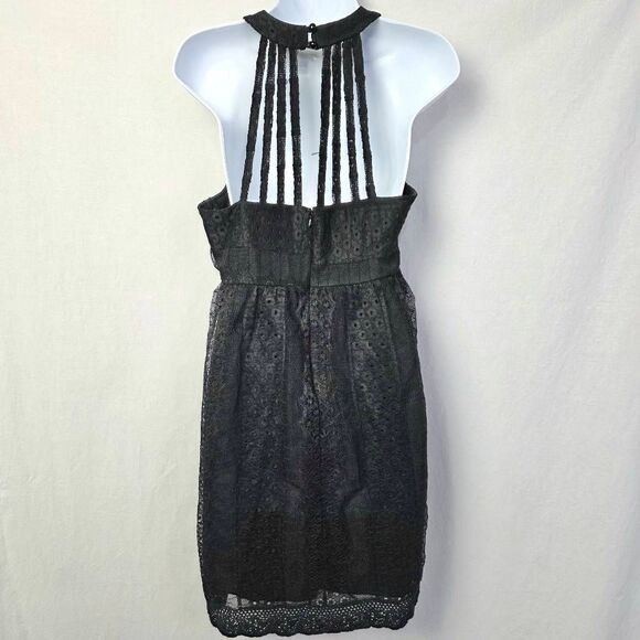 Vanity Black Lace Halter Fit & Flare Dress M - Picture 3 of 8